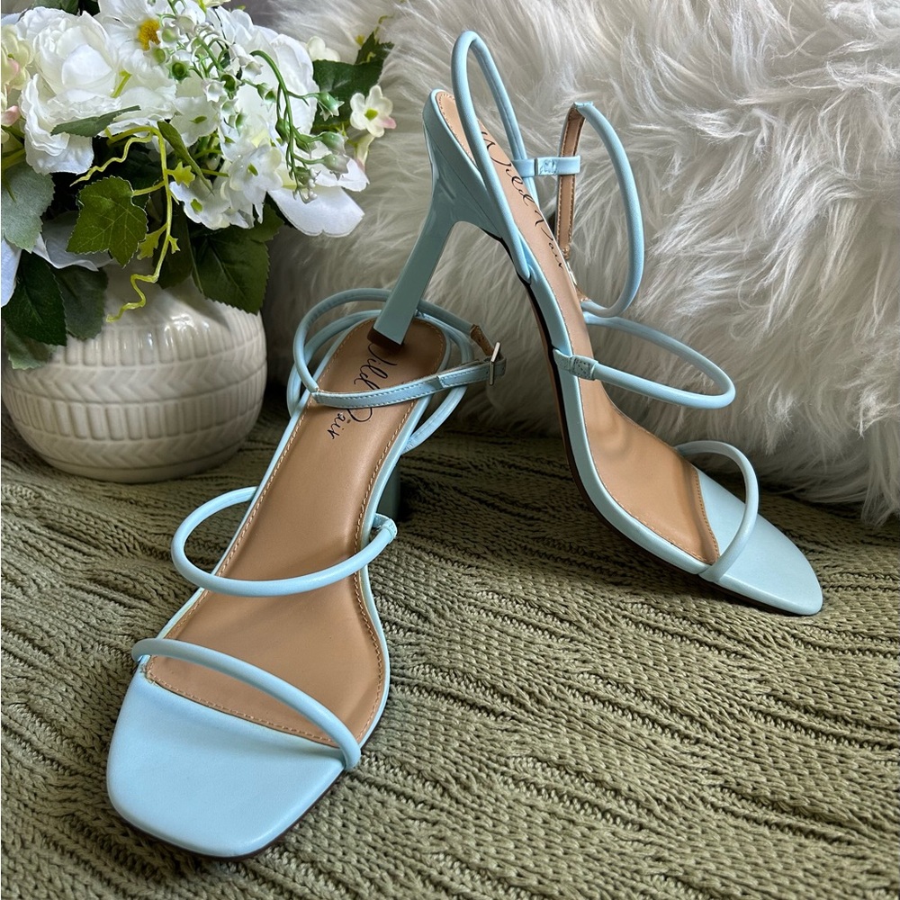 NEW Wild Pair Strappy Light Women's Heeled Sandals - Light Blue, Size 11W